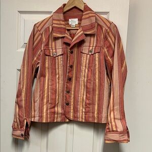 Vintage Christopher & Banks Yellow and Orange Striped Jean Jacket